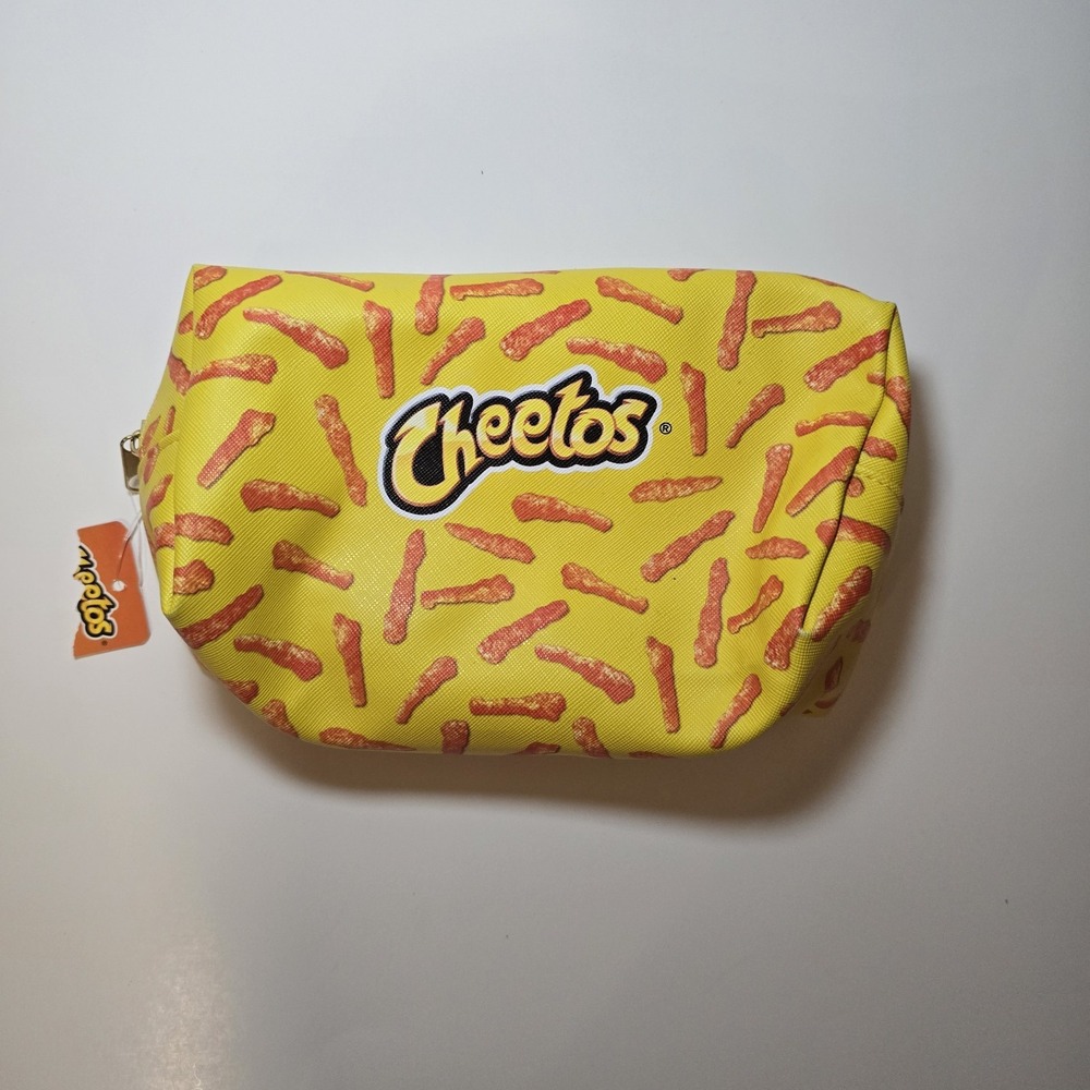 Cheetos Cosmetic Makeup Bag Yellow Orange Snack Food Novelty Zip Pouch NWT